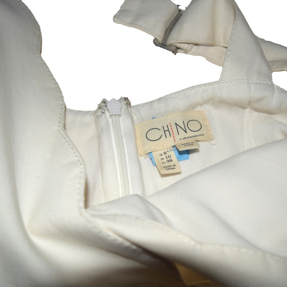 NWOT CHINO by ANTHRO white wide leg palazzo jumpsuit w/ scalloped v neck wrap 6 - Picture 10 of 10